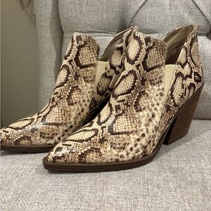 Vince Camuto Brown Snakeskin Ankle Booties